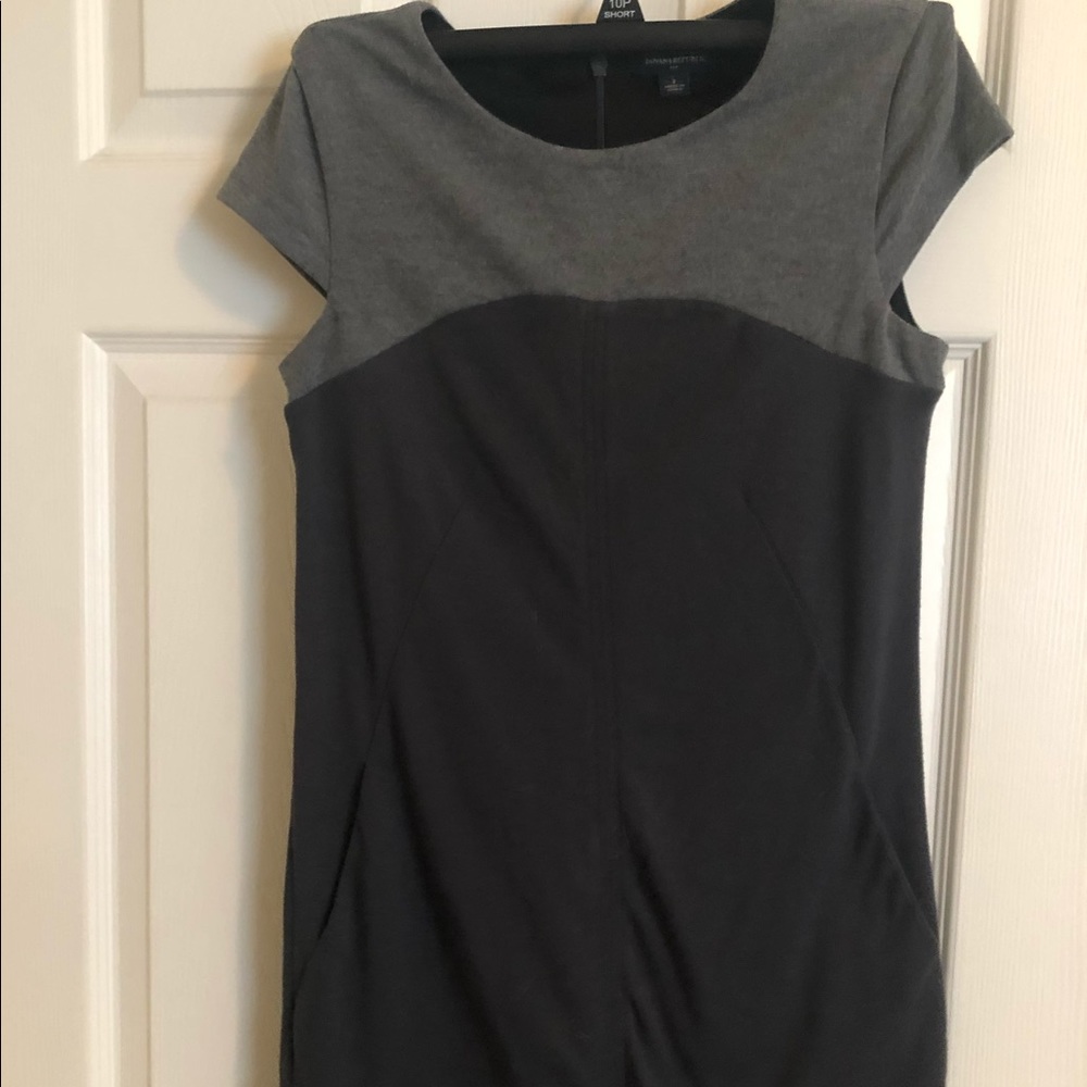 Black and grey knee length dress